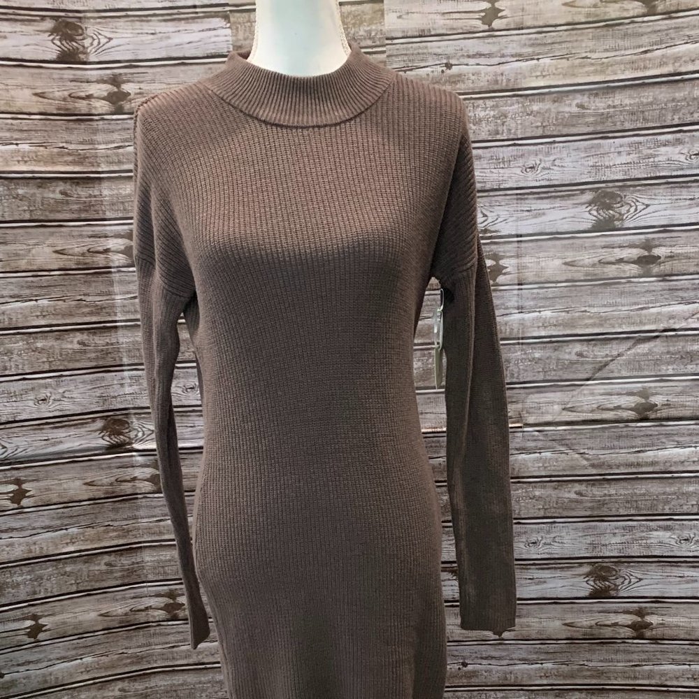 ANTHOPOLOGIE RUBY MOON Moon Cutout Back Brown Sweater Dress NWT - Picture 3 of 5